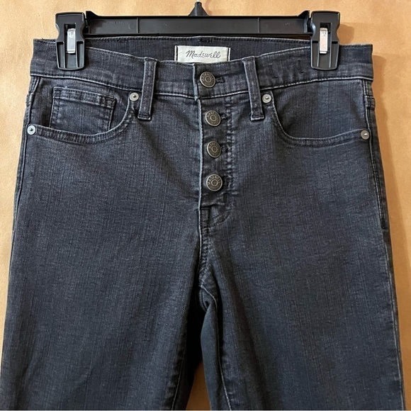 Madewell 9" Mid-Rise Skinny Jeans Berkeley Black: Button-Through Edition Size 26 - Picture 4 of 13